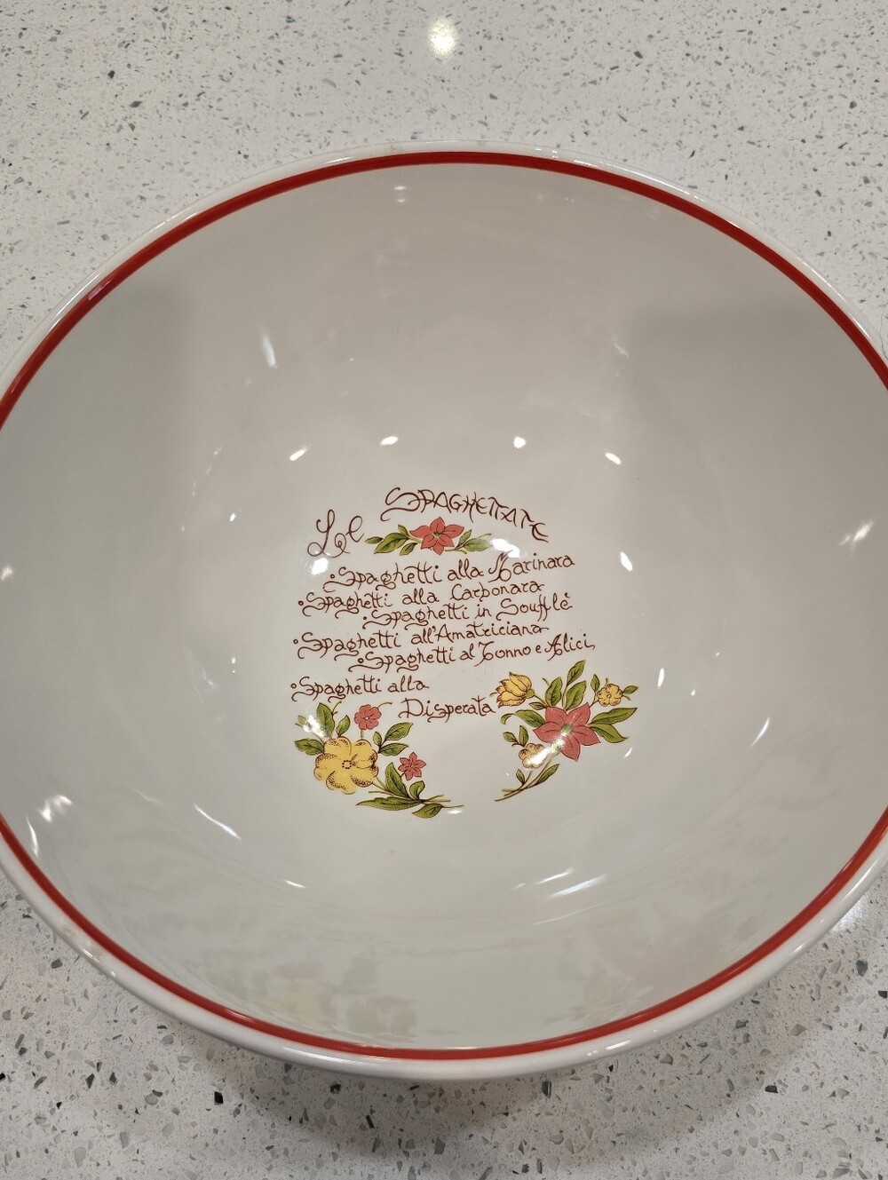 Pasta Bowl Italian Ceramic La Primula Spaghetti Recipe Made In Italy Grandma's